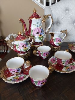Porcelain Tea Set with Floral Design