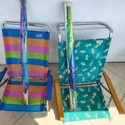 Used Beach chairs with Umbrellas.
