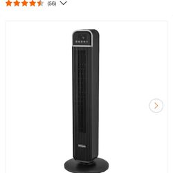 Hampton Bay 36 in. 4-Speed Oscillating Tower Fan in Black with Remote Control and Easy Carry Handle