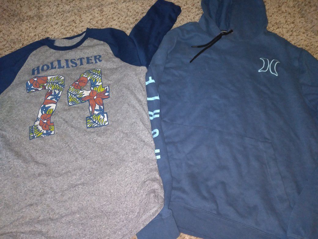 Mens Small Hollister Top And Hurley Hoodie Bundle