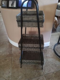 Decorative 3 tier woven storage basket stand $15.00 see my other offers must pick up cash only no holds