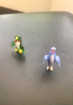 Glass blown miniature penguin collectibles