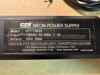Neon Power Supply 10,000  CPI Advanced Model CPI-10035 Volt Transformer