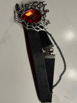 Gothic Spiderweb Choker with Red Gem
