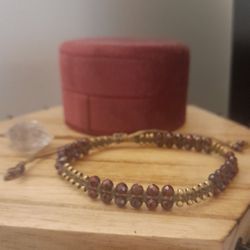 Handmade Natural Garnet Adjustable Bracelet