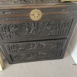  I rage Chinese Two Drawer Chest Wit Top Opening With Shelf