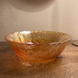 Orange Iridescent Carnival Glass Bowl