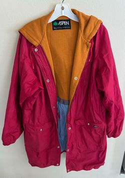 Aspen Brand Hooded Jacket, 3/4 length, XL, Snap front and pockets.