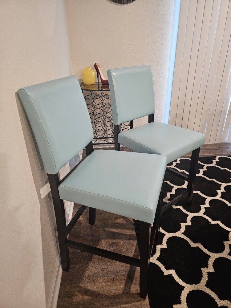 TWO Aqua Blue Bar-Height Chairs - $90 for Both!