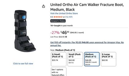 Ortho Air Cam Walker Fracture Boot, Medium, Black