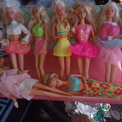 Lot Of Vintage Barbies,(10), All Different, Skirts,tops,