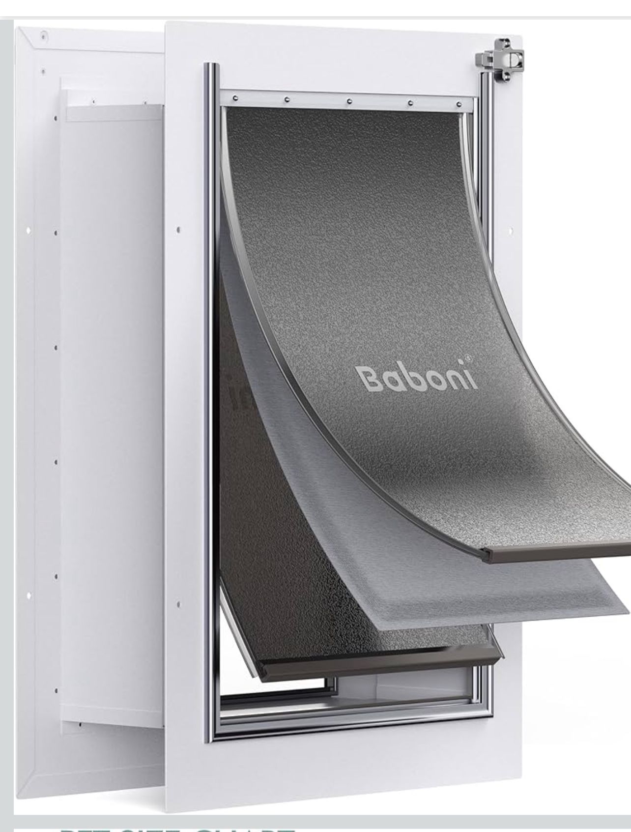 Baboni 3-Flap Pet Door for Wall, Steel Frame and Telescoping Tunnel, Aluminum Lock, Double Flap Dog Door and Cat Door, Strong and Durable Up To 100lbs