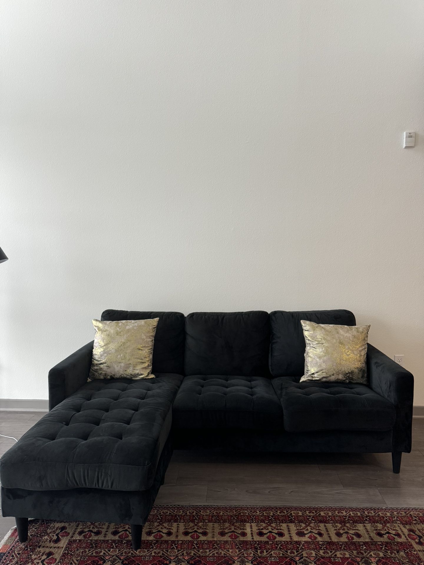Velvet Black Sectional Couch