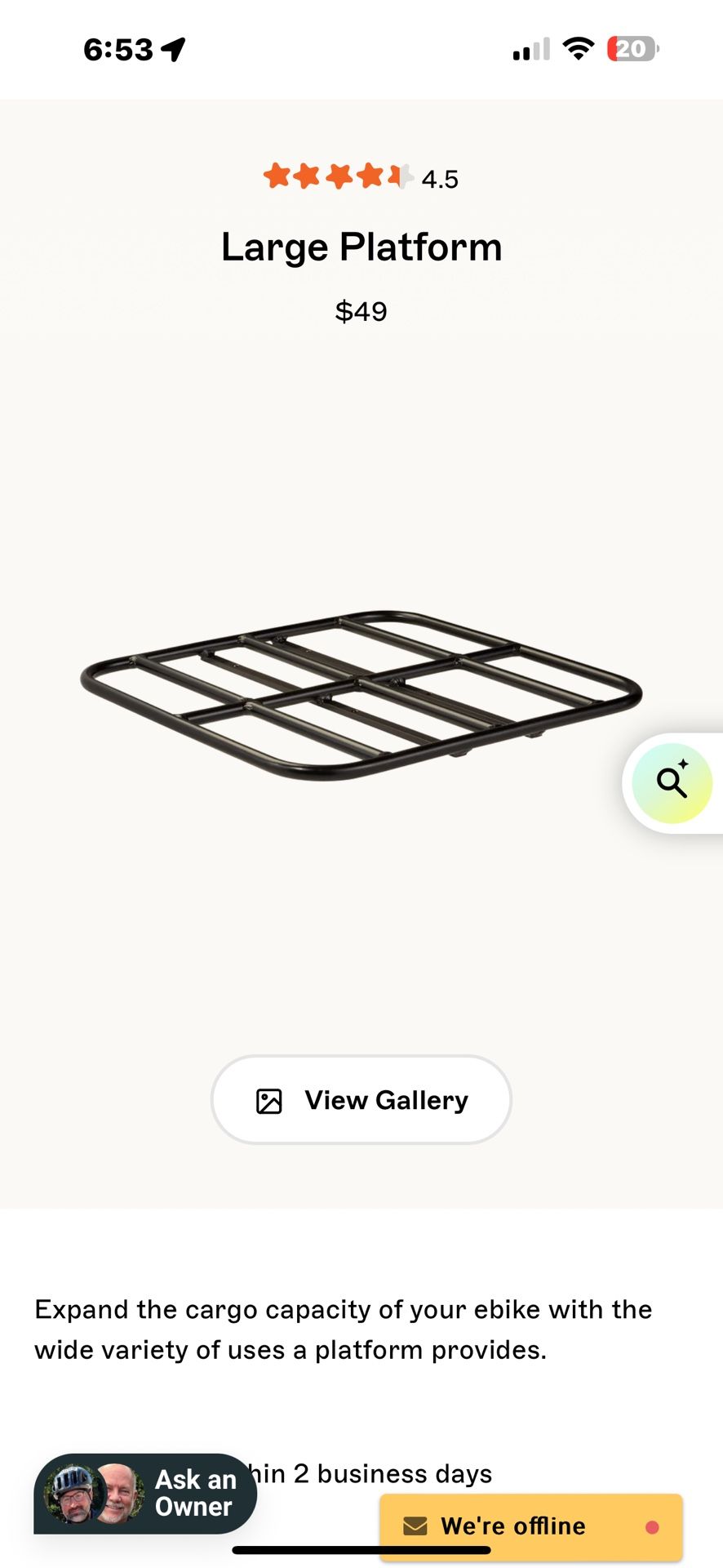 Rad large platform rack and insulated delivery bag