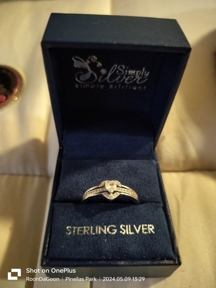Sterling Silver And Diamond Heart Ring