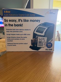 Royal Sovereign FS-44P Digital Coin Sorter – 4-Row Auto Coin Counter – New Open Box