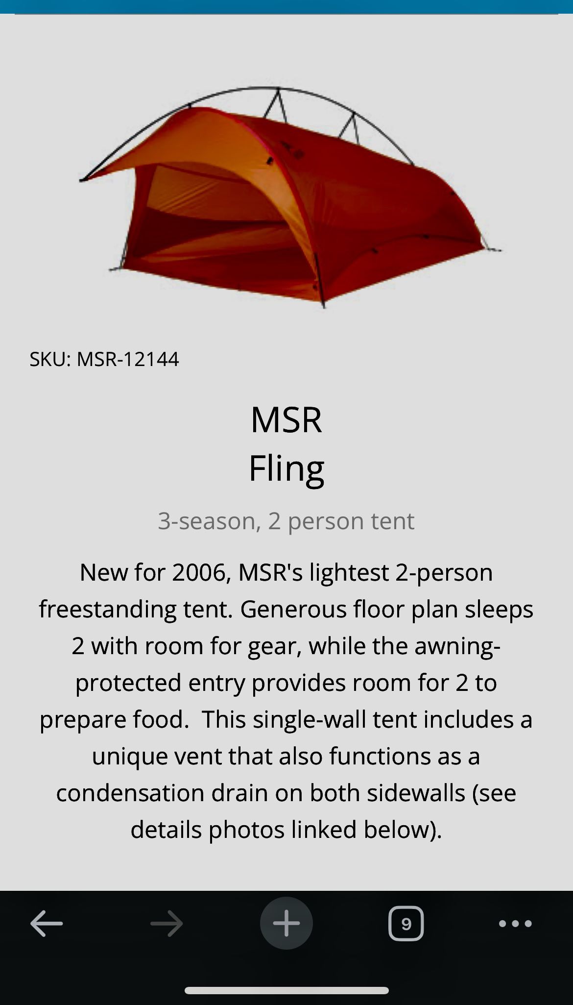 MSR Fling Backpacking tent