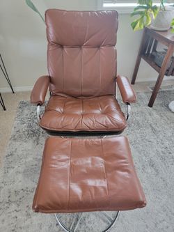 Kebe Leather Chair And Ottoman Vintage