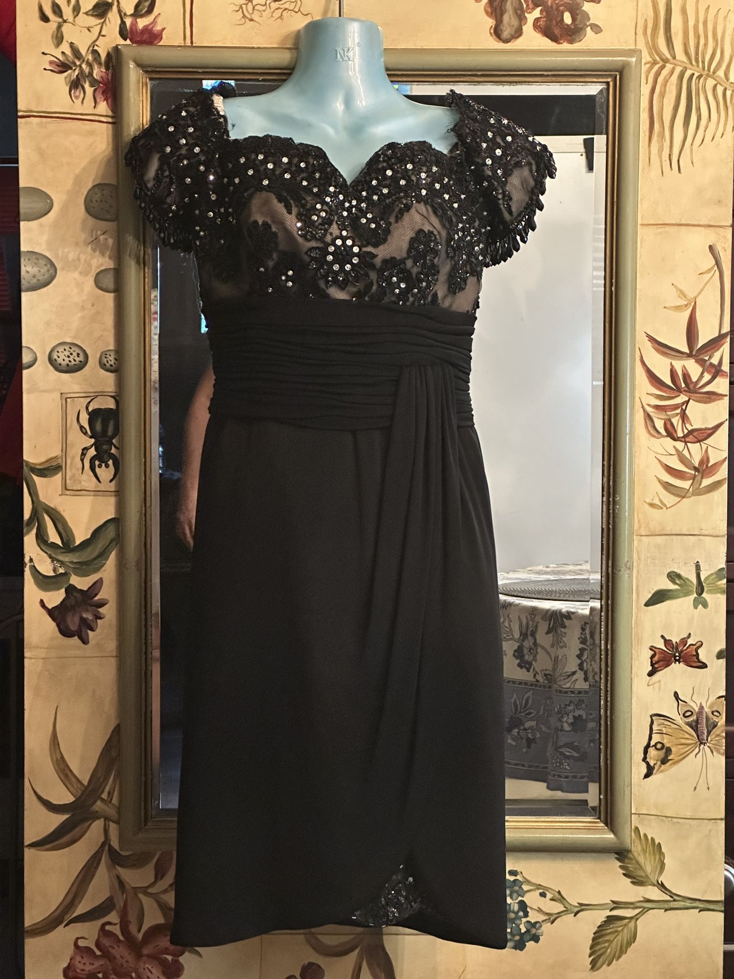 Victoria Royal Ltd. Beaded Lace/Silk Dress