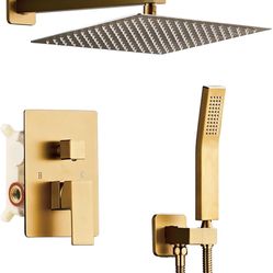 SaniteModar Shower Head, 10 Inch Bathroom Shower System, Multi-function Rainfall Square Shower Head, Wall Mounted Shower System Shower Head Trim Kit, 