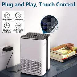 Loytio Air Purifiers for Home, HEPA Air Purifier Covers Up to 400 sq.ft Room, 24db Sleep Model, Night Light,3 Timers,Plug in Air Cleaner Works for Dus