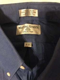 Men’s meeting street brand pinpoint oxford blue “denim” look dress shirt size 16 /33