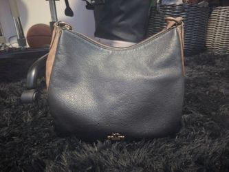 AUTHENTIC Coach Sutton Hobo Bag - Black Leather & Canvas
