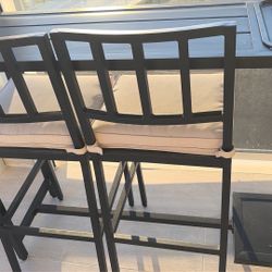 Set Of (2)Outdoor Table With Bar Height 2 Stools.(total 2 Tables And 4 Stools)