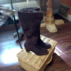 Brown Suede  Wedge Heel Boots