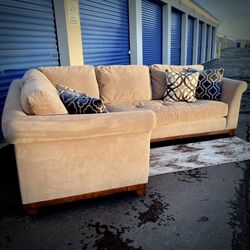 Beige Modern Suede Sectional Sofa