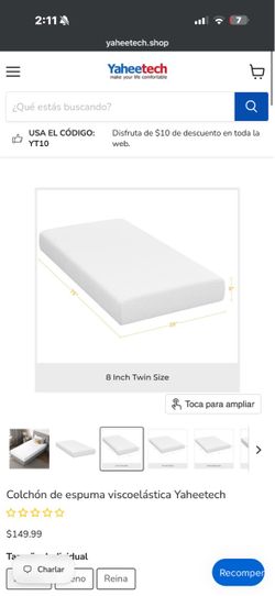 Yaheetech 8-Inch Twin Memory Foam Mattress
