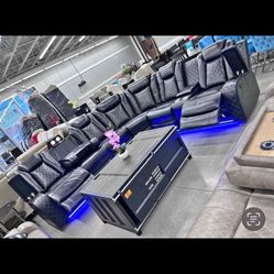  Black Leather Reclining Sectionals 