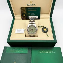 Brand New 2025 Rolex Oyster Perpetual 41mm 134300 Pistachio Dial Smooth Bezel Steel Oyster Full Set Box Card Tags Booklets