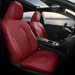 Custom Fit Seat Covers for Toyota Camry XLE, XSE - XLE V6 - XSE V6 2018- 2024, Waterproof Breathable Leather Car Seats Cover Full Set for Camry (Wine 