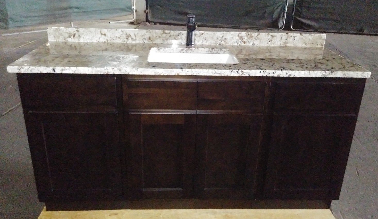 Bathroom Vanity Set 64 Inch / High Grade Granite / New Faucet & Drain / All Plywood / Side splash / All New 😷👍