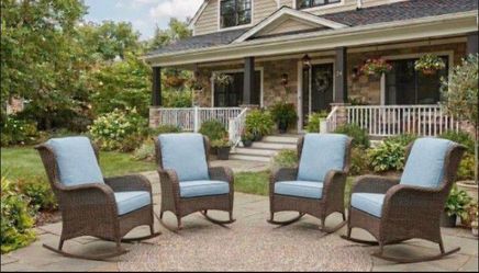 Wicker Outdoor Rocking Chairs Set of 4