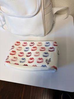 Lip Print Zip Cosmetic Pouch and backpack