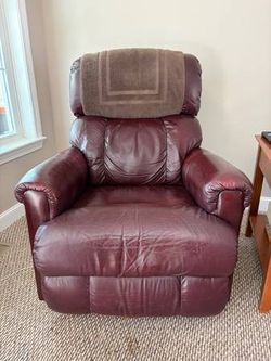Lazy Boy Leather Swivel Recliner, Burgundy