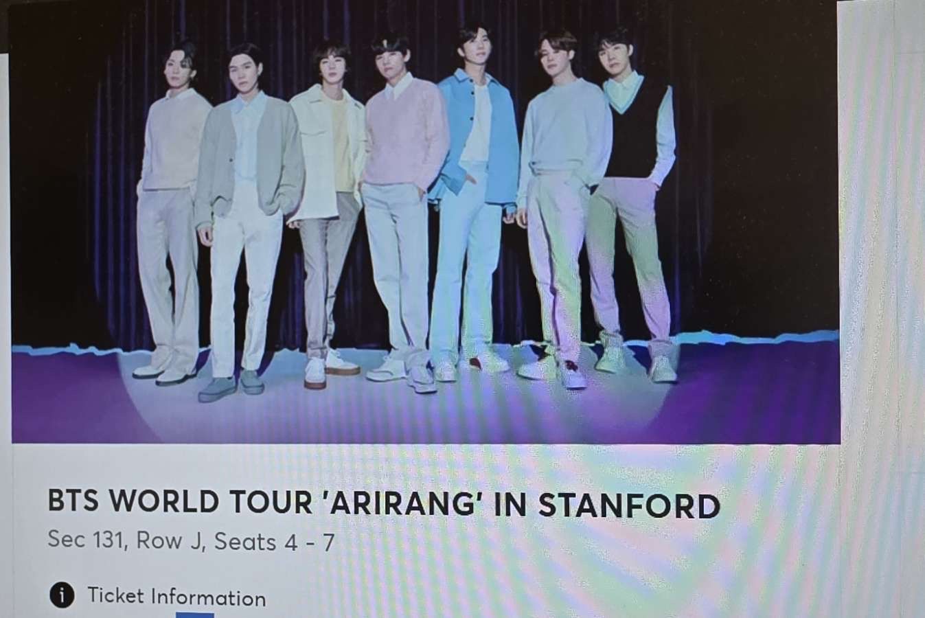 BTS World Tour Tickets For Stanford Stadium 5/17/26