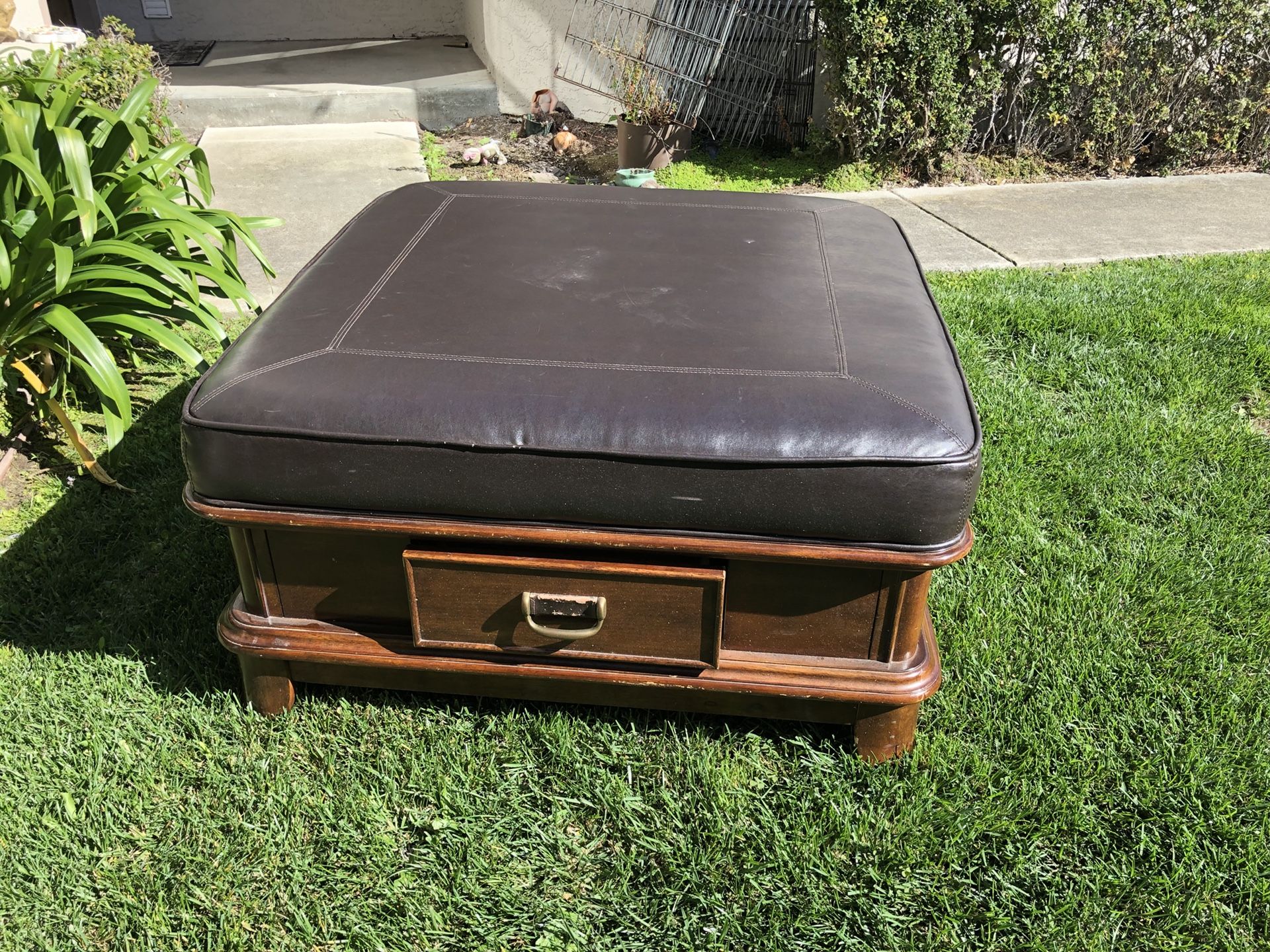 Large leather ottoman w storage