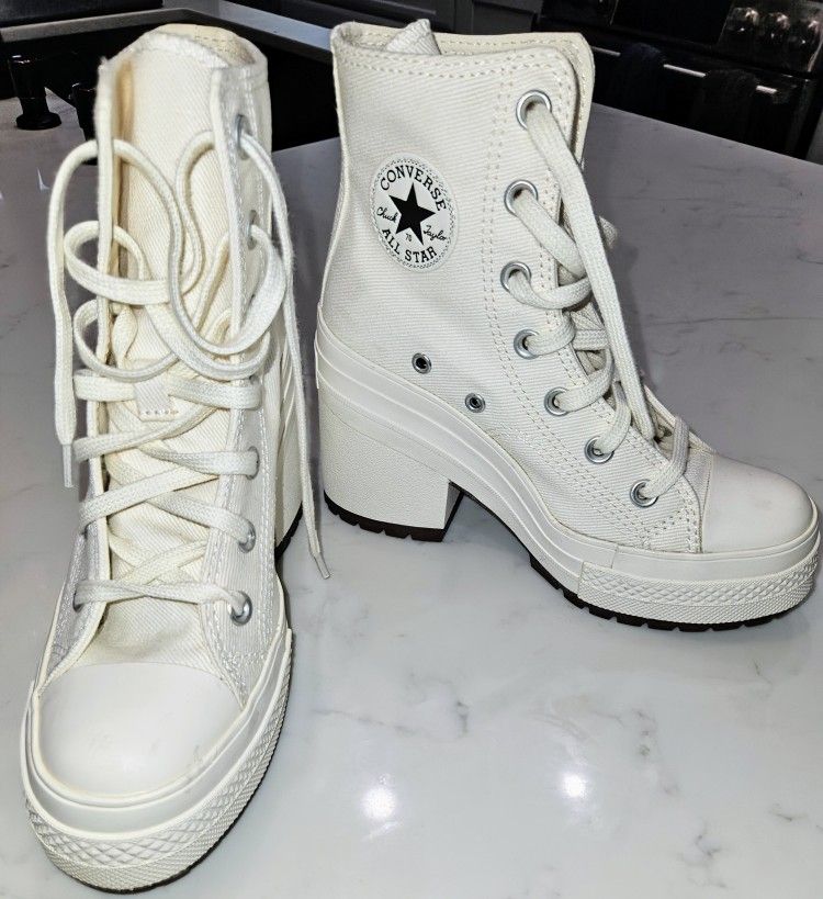 LIKE NEW!!! Converse A05253C Women's Chuck 70 Delux Heel Hi Boot Heeled Ankle Boots