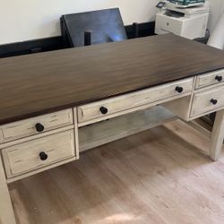 Bayside Furnishings Ashlyn 60" Writing Office Desk 60"W x 28.3"D x 30.2"H Solid Wood Poplar with Birch and Oak