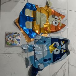 50 Banner Bluey & Friends Birthday Balloon Foil Set