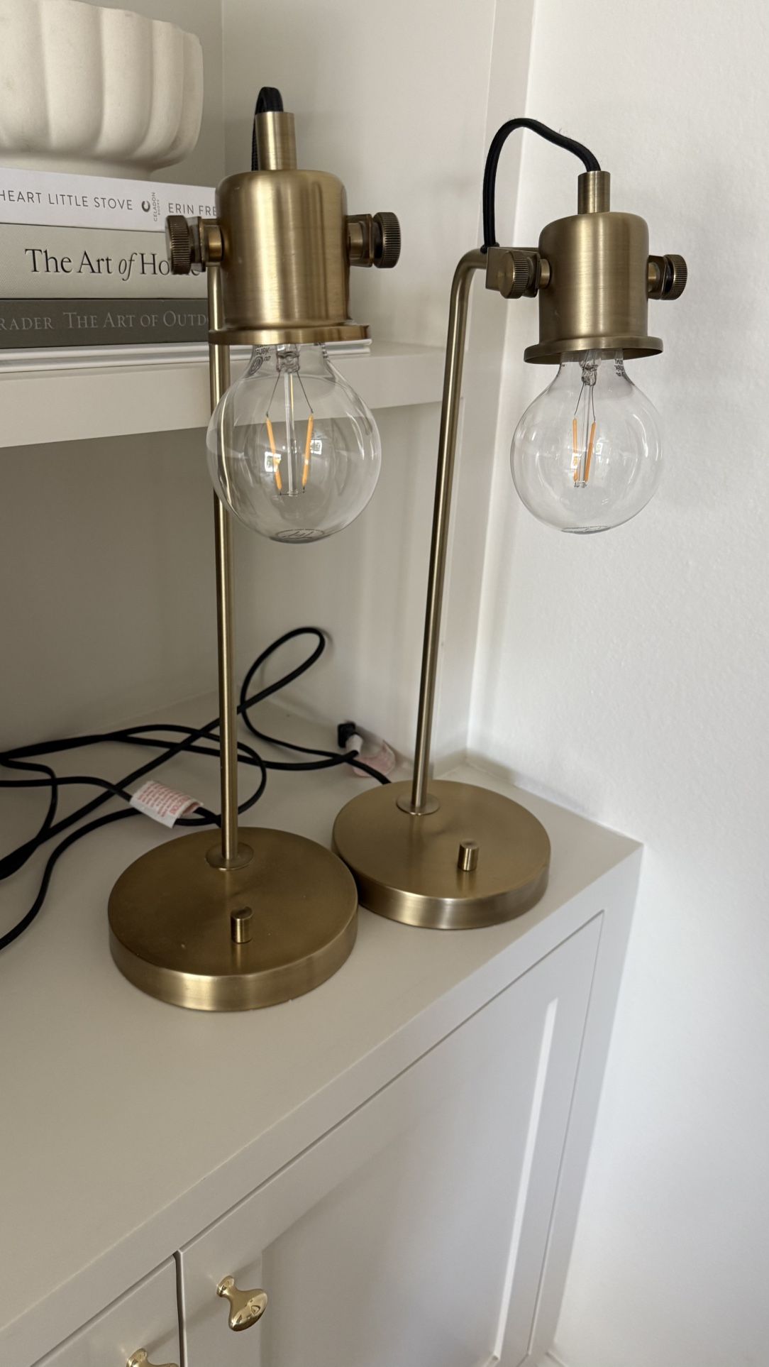 West Elm Brass Table Lamps Pair