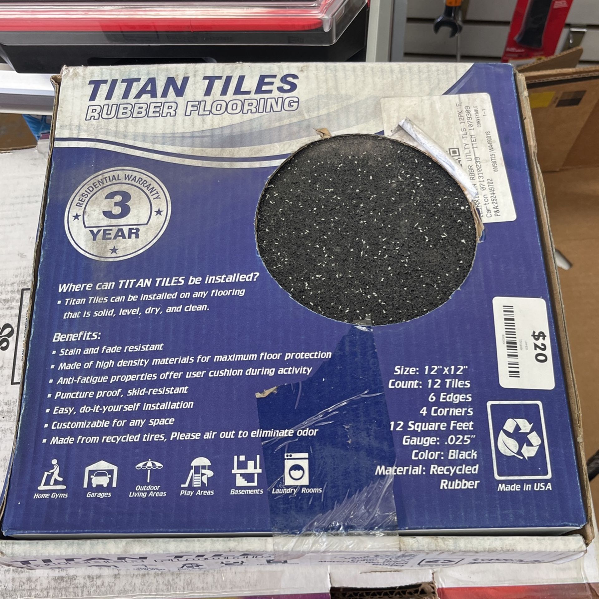 Titan Tiles Rubber Flooring 12x12