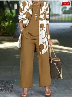 Elegant Floral 3-Piece Pants Set