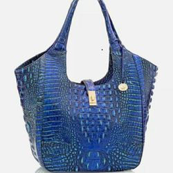 BRAHMIN Carla Mirage Melbourne Tote Shoulder Handbag METALLIC BLUE SOLD OUT!! NWT