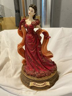 Musical lady playing “Gone With The Wind”. Ten inches tall. Perfect condition. Made by San Francisco Music company and trademarked.