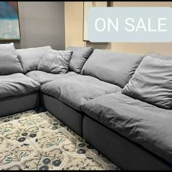 Gray Cloud Modular Sectional Couch Sofa 