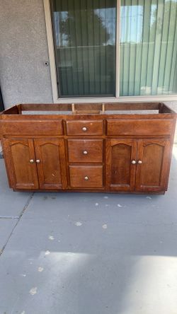 Solid pine wood bathroom cabinet with double sink